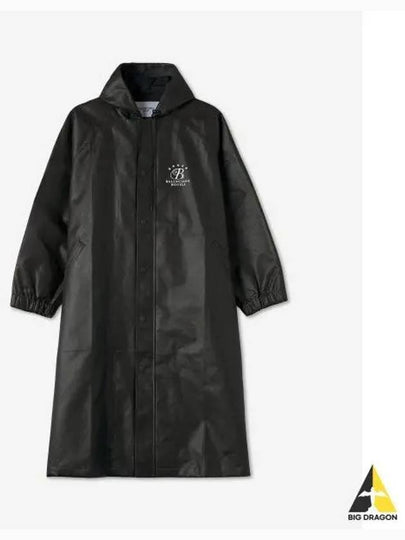 Logo Overfit Hooded Long Raincoat Black - BALENCIAGA - BALAAN 2