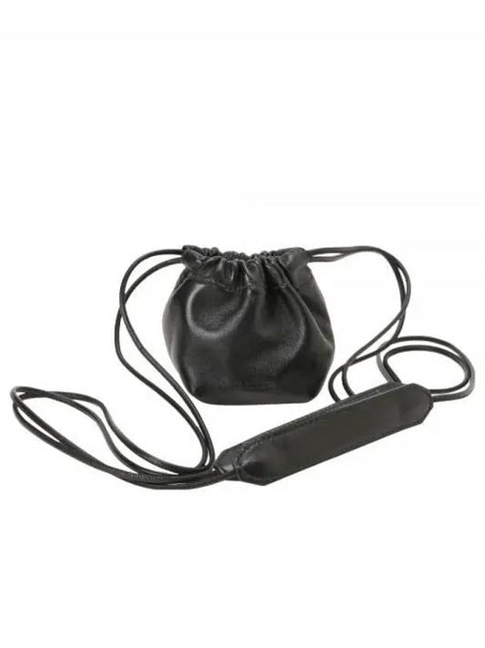 Dumpling Mini Drawstring Lambskin Leather Cross Bag Black - JIL SANDER - BALAAN 2