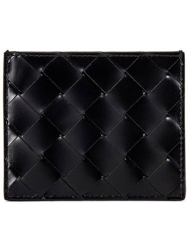 Intrecciato Spazzolato Card Holder Black - BOTTEGA VENETA - BALAAN 1