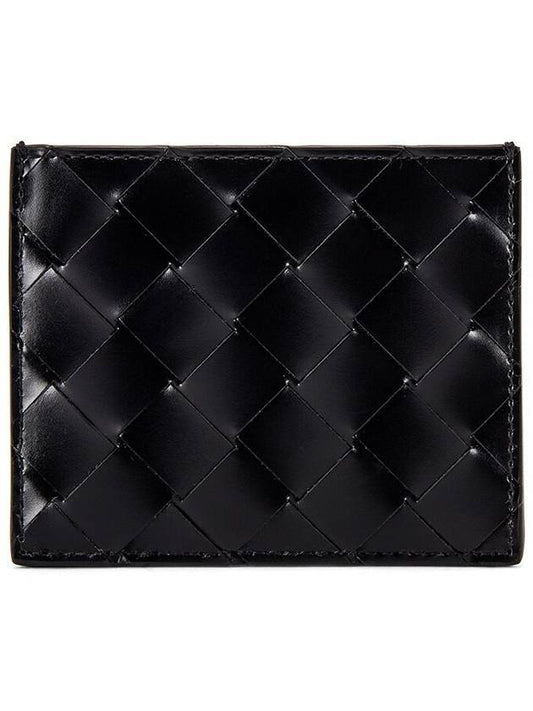 Intrecciato Spazzolato Card Holder Black - BOTTEGA VENETA - BALAAN 1