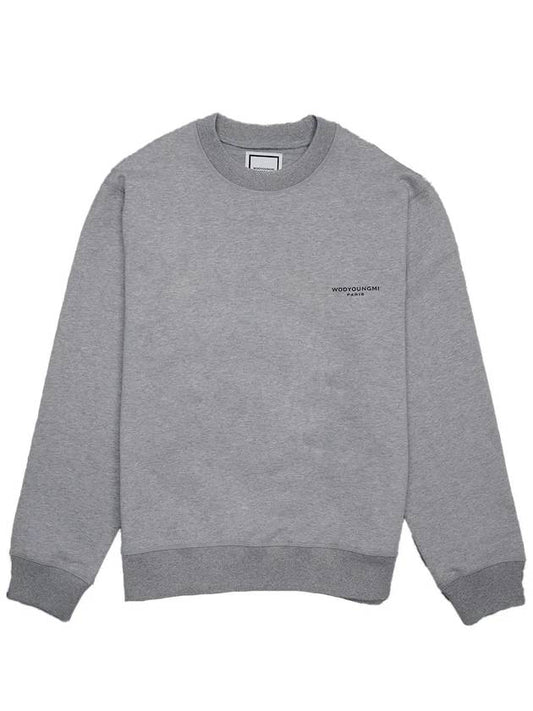 Men's Cotton Square Label Sweatshirt Gray W241TS21734G - WOOYOUNGMI - BALAAN 2