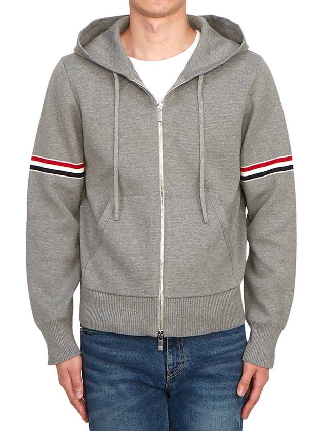 Cotton Milano Armband Zip Up Hoodie Light Grey - THOM BROWNE - BALAAN 3