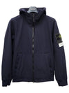 Men's Wappen Patch Softshell Zip Up Hoodie Navy - STONE ISLAND - BALAAN 3