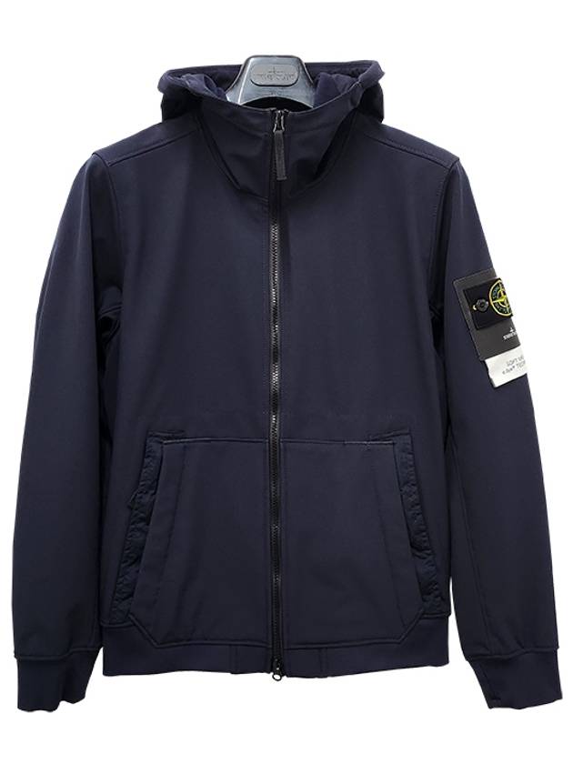 Men's Wappen Patch Softshell Zip Up Hoodie Navy - STONE ISLAND - BALAAN 3