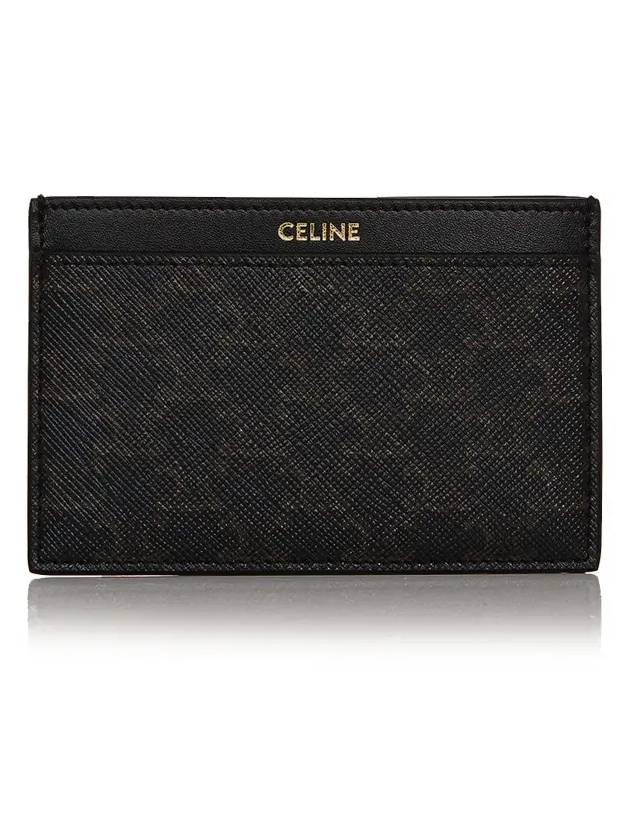 Card Holder in Triomphe Canvas and Calfskin Black - CELINE - BALAAN 3