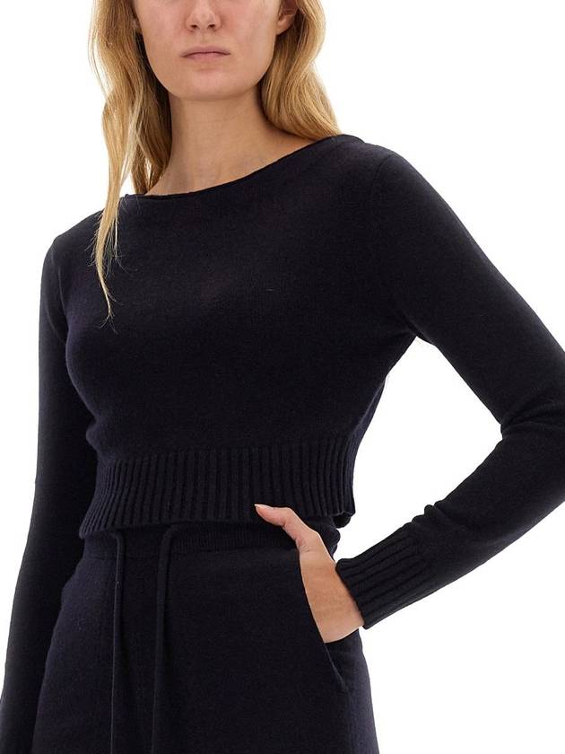 Wool Angri Cropped Knit Top Dark Blue - MAX MARA - BALAAN 5