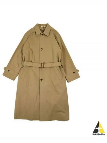 FINX HARD TWIST GABARDINE SOUTIEN COLLAR COAT A22AC01FB BEIGE CHAMBRAY - AURALEE - BALAAN 1