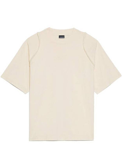 Camargue Embroidered Logo Cotton Short Sleeve T-shirt Light Beige - JACQUEMUS - BALAAN 2