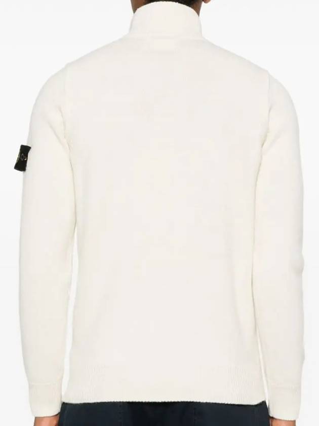 Wappen Patch Half Button Lambswool Knit Top Natural - STONE ISLAND - BALAAN 5