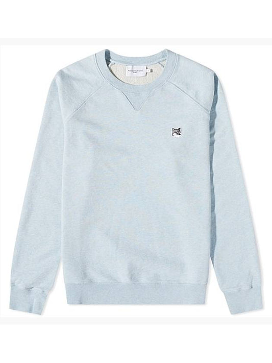 Grey Fox Head Patch Classic Sweatshirt Blue Melange - MAISON KITSUNE - BALAAN 1