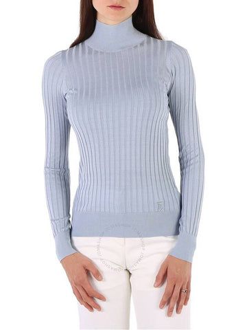 Burberry Pale Blue Abbi High-Neck Silk Sweater, Size X-Small - BURBERRY - BALAAN 1