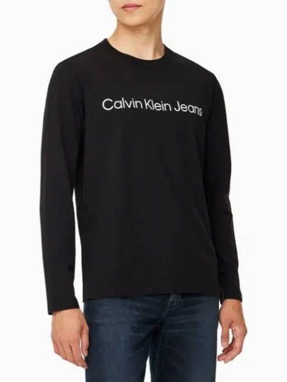 JEANS Men s Relaxed Fit Institutional Logo Long Sleeve T Shirt Black J327430BEH - CALVIN KLEIN - BALAAN 2