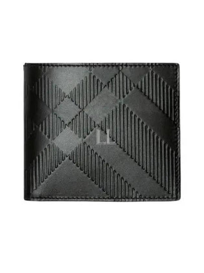 Embossed Check Bifold Half Wallet Black - BURBERRY - BALAAN 2