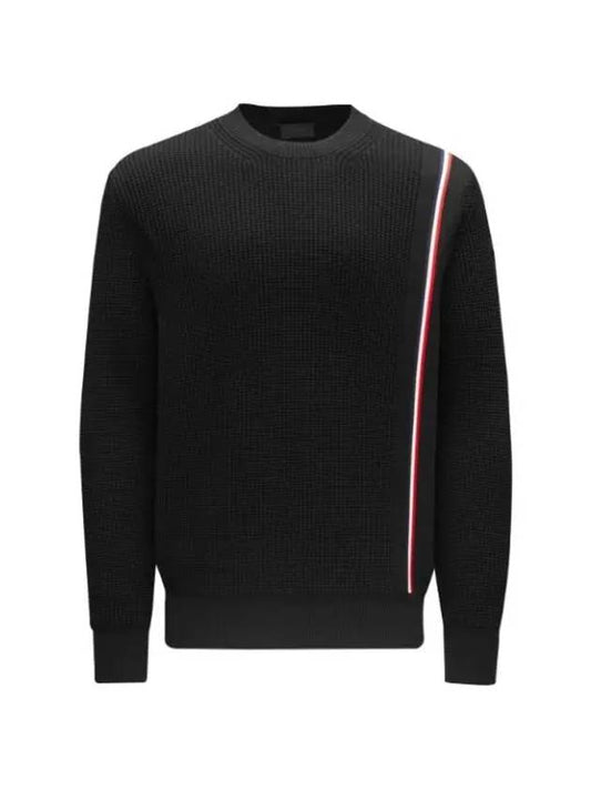 Tricolor Crew Neck Knit Top Black - MONCLER - BALAAN.