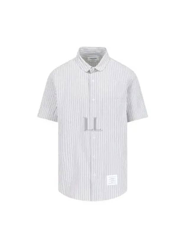 Men's Striped Short Sleeve Shirt White - THOM BROWNE - BALAAN 2