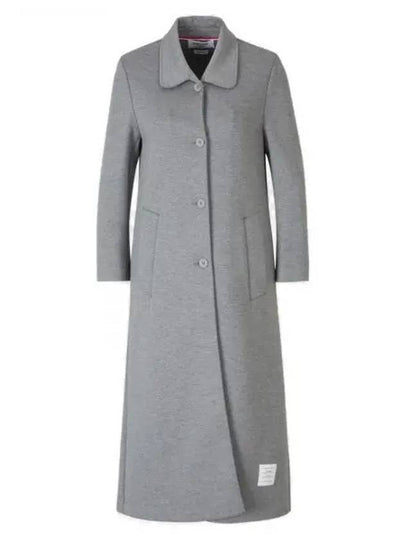 Women's Double Face Tech Round Collar Cotton Overcoat Medium Grey - THOM BROWNE - BALAAN 2