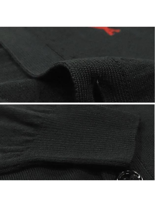 Red Heart Logo Merino Wool Cardigan Black - AMI - BALAAN 4