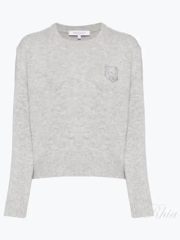 Bold Fox Head Embroidered Crop Knit Top Grey - MAISON KITSUNE - BALAAN 2