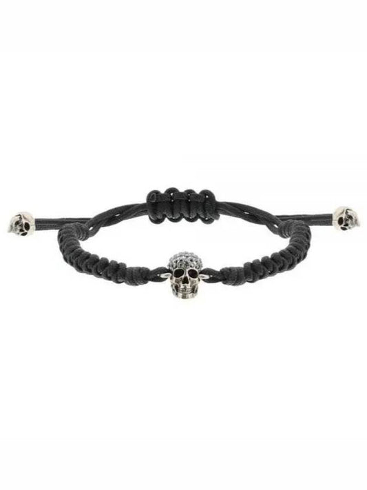 Pave Skull Cotton Bracelet Black - ALEXANDER MCQUEEN - BALAAN 2