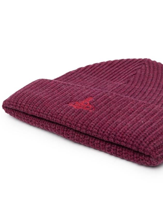 Sporty ORB Logo Beanie Burgundy Color - VIVIENNE WESTWOOD - BALAAN 8