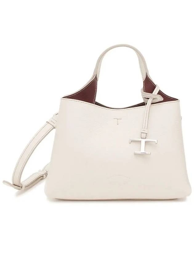 Logo Charm Leather Micro Tote Bag White - TOD'S - BALAAN 3