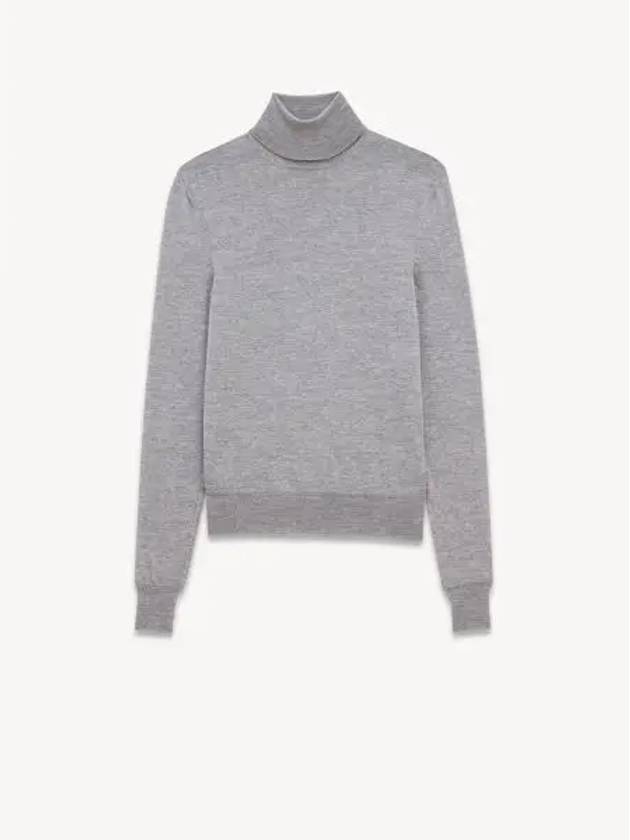 Cassandre Wool Turtle Neck Grey - SAINT LAURENT - BALAAN 2