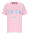 Brushed Logo Short Sleeve T-Shirt Pink - MSGM - BALAAN 2