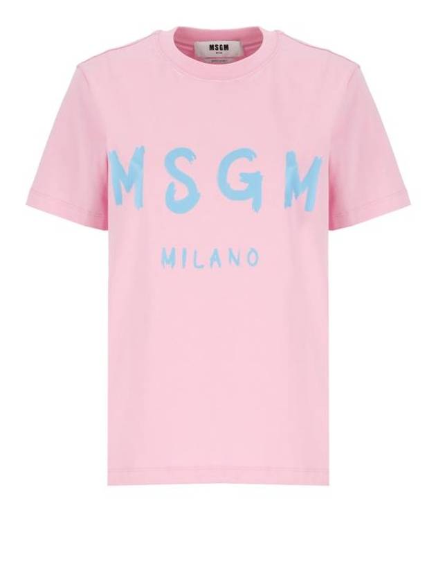 Brushed Logo Short Sleeve T-Shirt Pink - MSGM - BALAAN 2