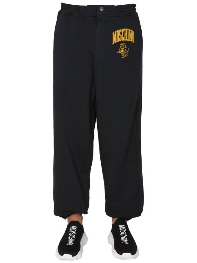 Men's Logo Print Track Pants Black - MOSCHINO - BALAAN 2