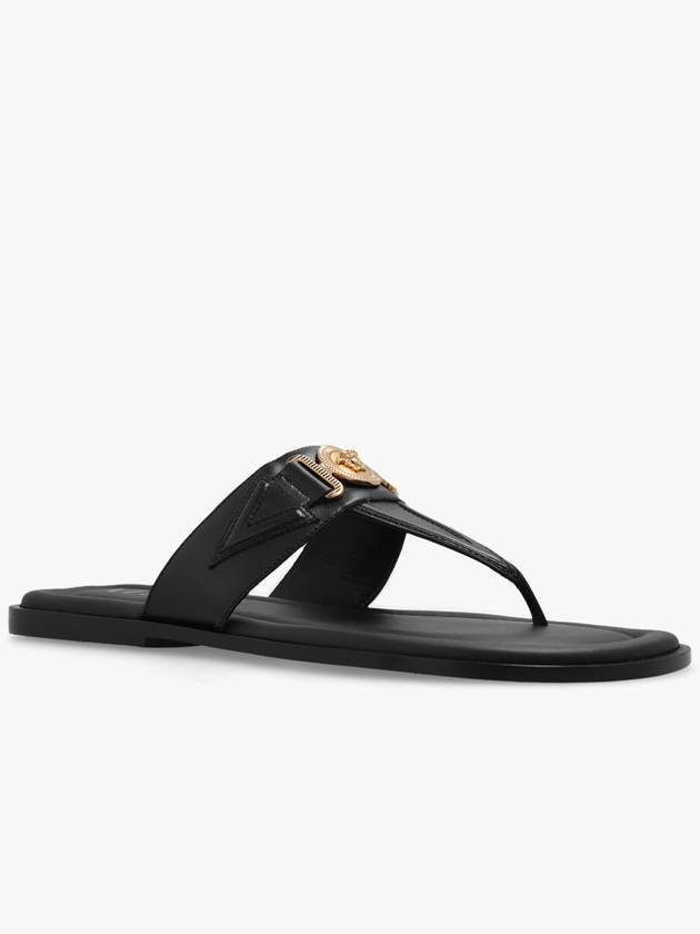 La Medusa Leather Flip Flops Black - VERSACE - BALAAN 5