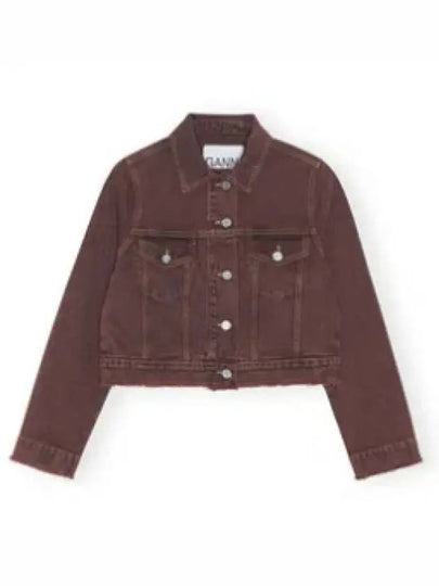 Overdyed Bleach Denim Jacket Bordeaux - GANNI - BALAAN 2