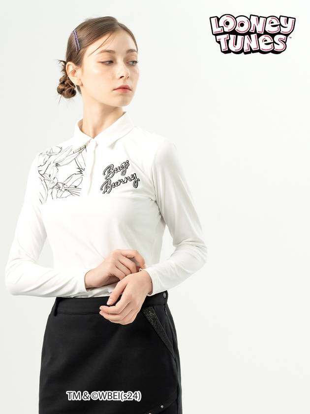 Women s Bugs Bunny Character Artwork Brushed Long Sleeve Collar T Shirt SO3LTS200 - SPARKS - BALAAN 2