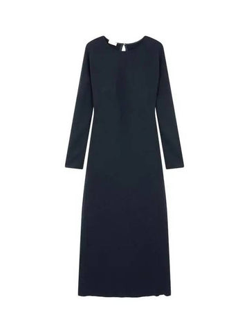 Women s Long Sleeve Bias Dress Navy - DRIES VAN NOTEN - BALAAN 1