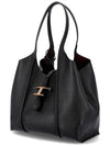 Logo T Timeless Leather Tote Bag Black - TOD'S - BALAAN 4