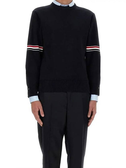 Men's Milan Stitch Armband Crew Neck Knit Top Navy - THOM BROWNE - BALAAN 2