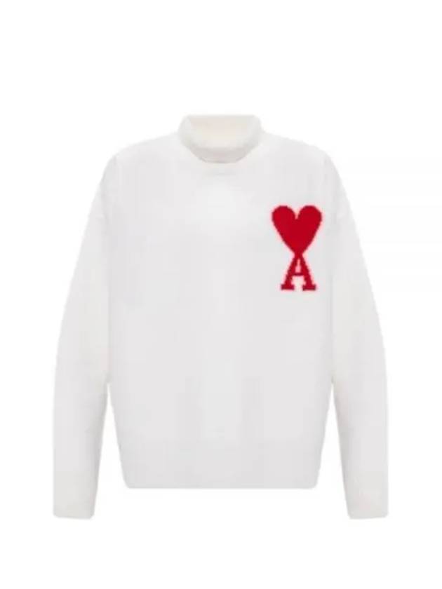 Heart Logo Knit Turtleneck White - AMI - BALAAN 2