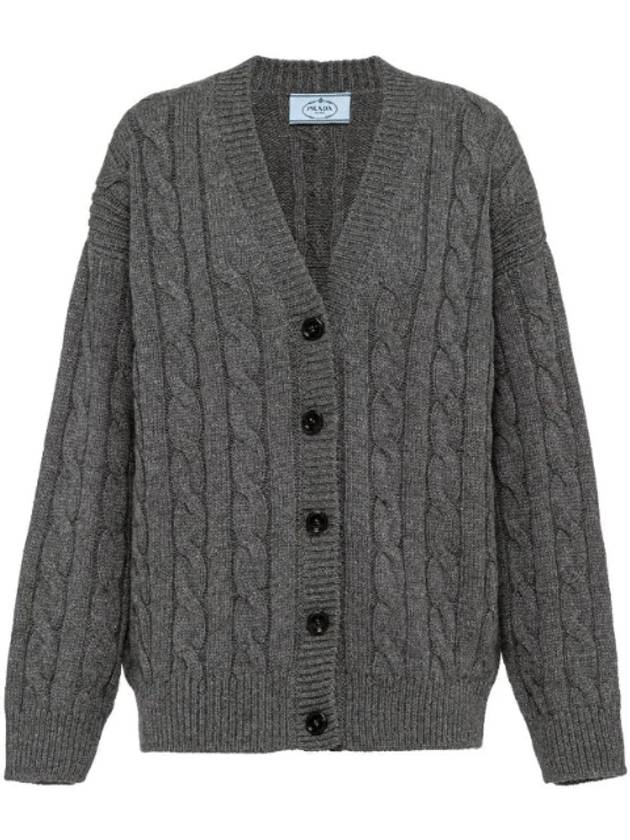 cable cashmere cardigan slate gray - PRADA - BALAAN 1