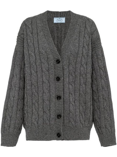 cable cashmere cardigan slate gray - PRADA - BALAAN 1