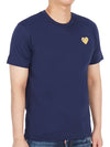 Men's Gold Heart Wappen Short Sleeve T-Shirt P1 T216 2 Navy - COMME DES GARCONS PLAY - BALAAN 4