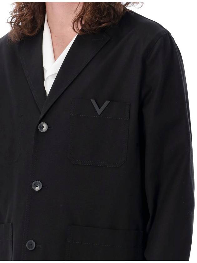 V logo cotton jacket black - VALENTINO - BALAAN 4