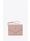 Grain De Poudre Cassandre Clutch Bag Pale Pink - SAINT LAURENT - BALAAN 1