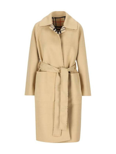 Check Reversible Tunbridge Wrap Wool Single Coat Flax - BURBERRY - BALAAN 2