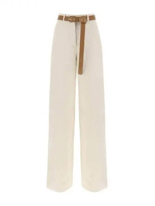 Max Mara STUDIO Cobalto Belted Cotton Trousers 271366 - MAX MARA - BALAAN 1