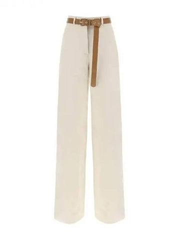 Max Mara STUDIO Cobalto Belted Cotton Trousers 271366 - MAX MARA - BALAAN 1