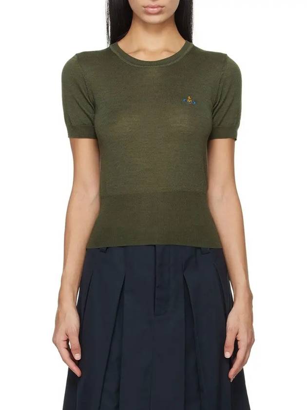 ORB Logo Short Sleeve Knit Top Green - VIVIENNE WESTWOOD - BALAAN 2