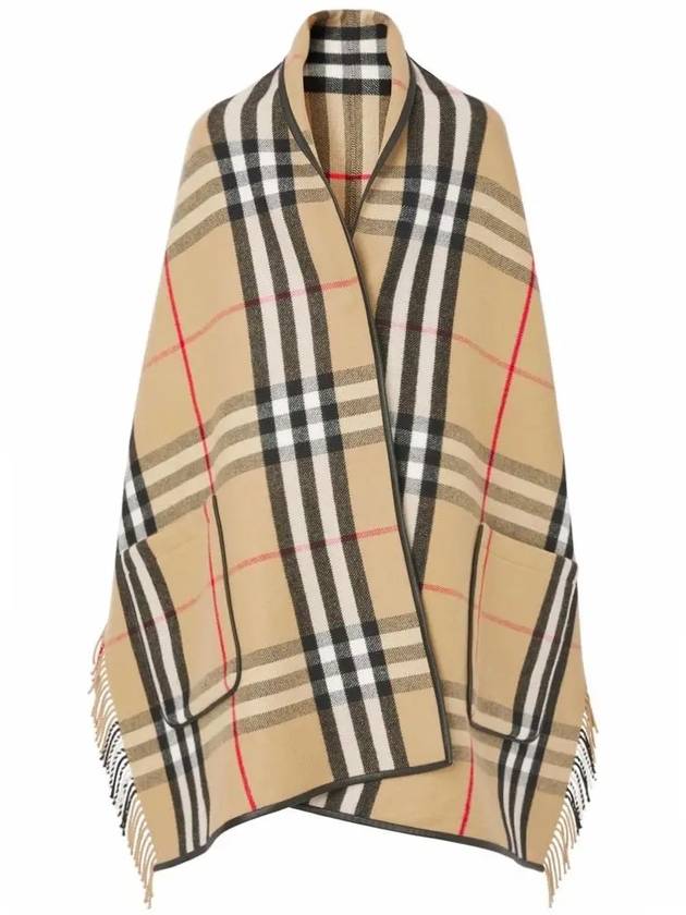 ExaGGerated Check Wool Cashmere Cape Archive Beig - BURBERRY - BALAAN 3