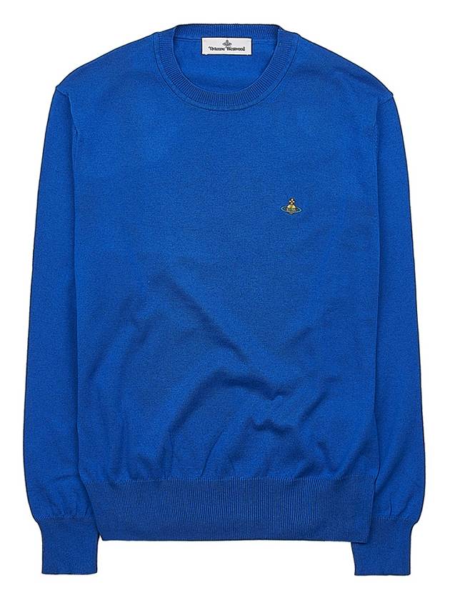 ORB Embroidered Crew Neck Knit Top Blue - VIVIENNE WESTWOOD - BALAAN 2