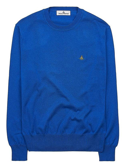 ORB Embroidered Crew Neck Knit Top Blue - VIVIENNE WESTWOOD - BALAAN 2