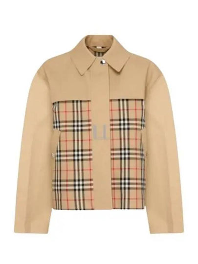 Check Motif Shorts Zip-Up Jacket Beige - BURBERRY - BALAAN 2