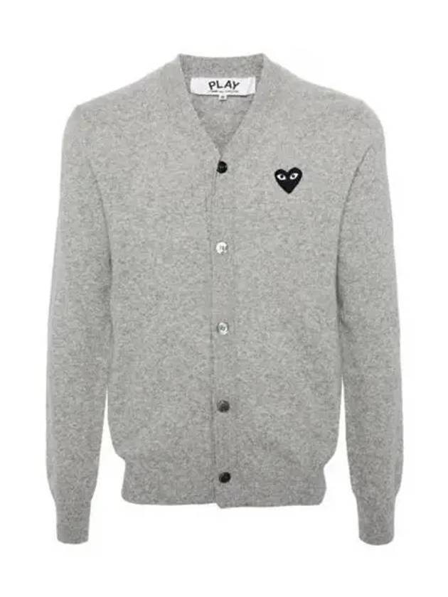 V-Neck Black Heart Cardigan Grey - COMME DES GARCONS PLAY - BALAAN 2